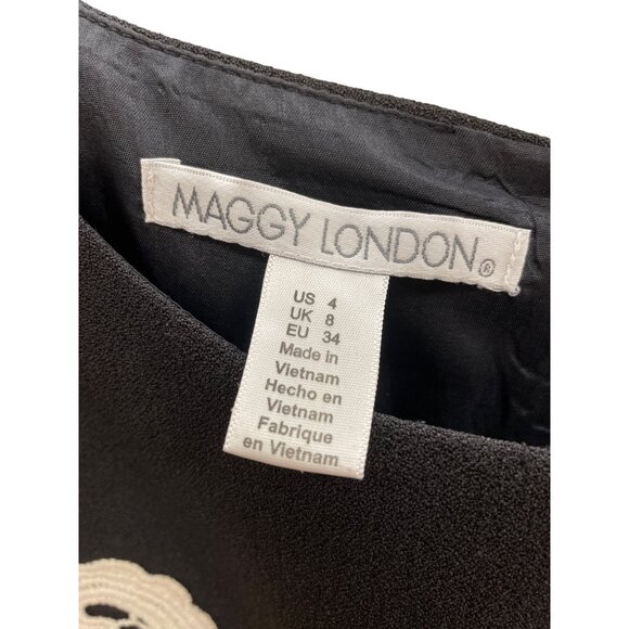 Maggy London womans black seath embroided dress size 4 SKU 8469 - Picture 7 of 16